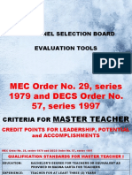 Evaluation Tools For MASTER TEACHER