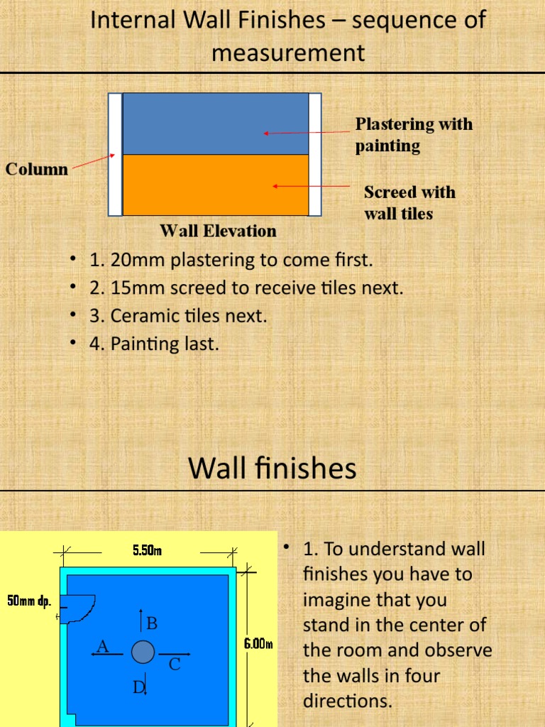 Internal Wall Finishes Measurement Guide | PDF | Tile | Wall