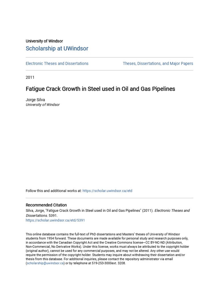 Fatigue Crack Growth in Steel Used in Oil and Gas Pipelines | PDF