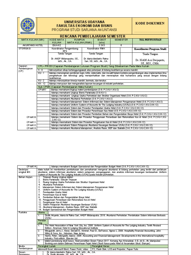 RPS Akuntansi Hotel | PDF | Komputer