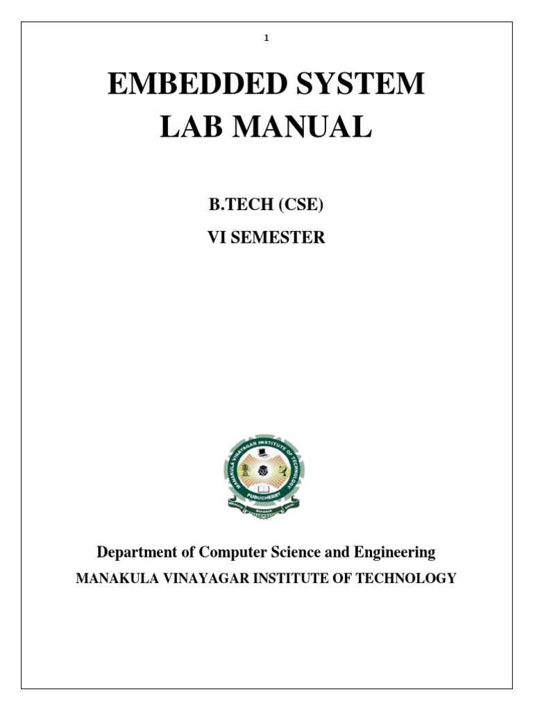 Embedded System Lab Manual B.Tech (Cse) Vi Semester PDF Arm