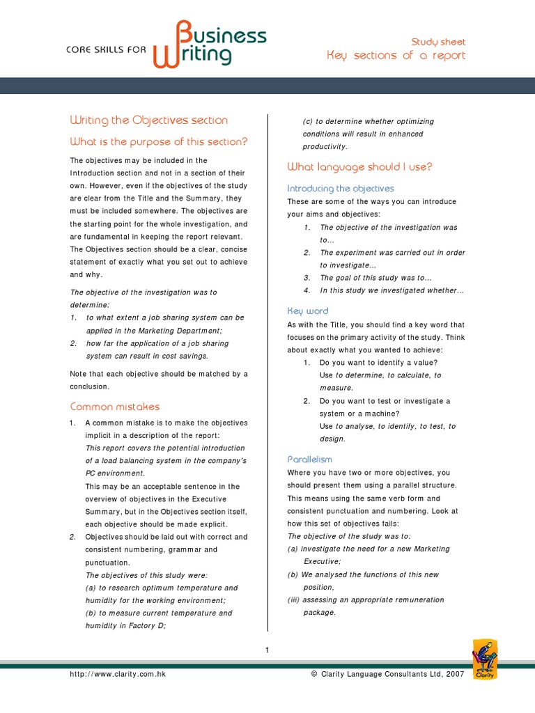 9 Study Sheet - Writing Objectives | PDF | Cognition | Business