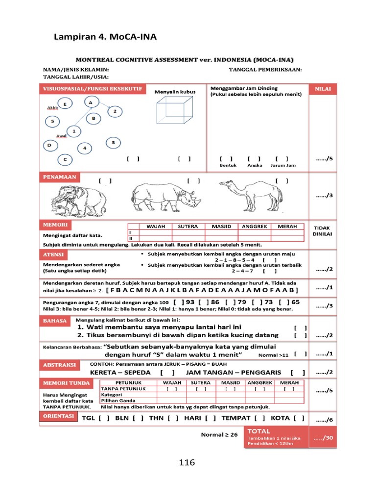 Montreal Cognitive Assessment Indonesia (Moca-INA) | PDF
