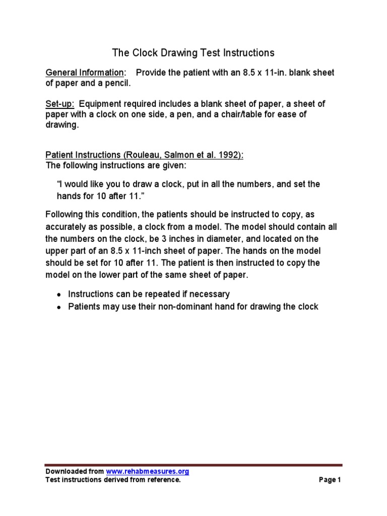 Clock Drawing Test PDF