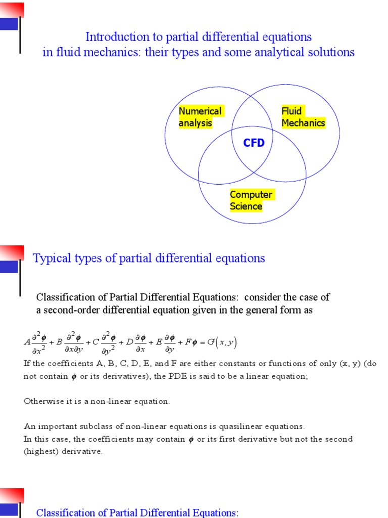 Classification of PDEs in Fluid Mechanics | PDF | Partial Differential ...