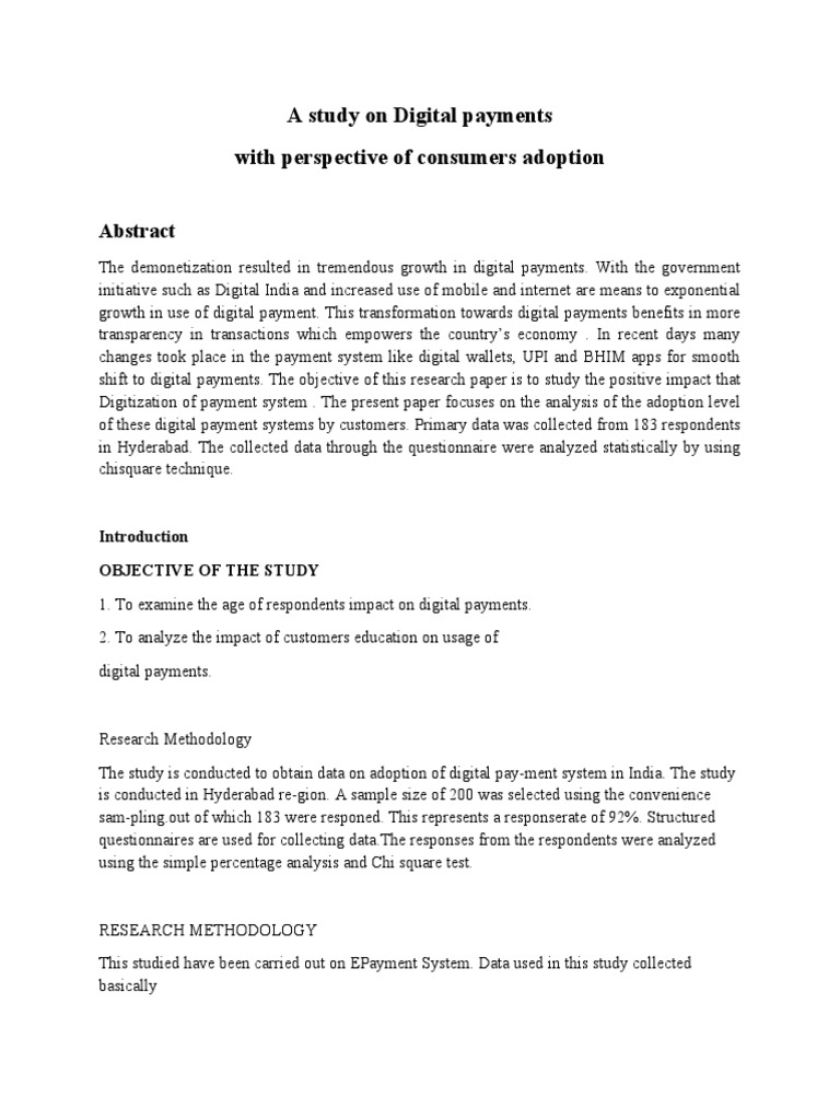 Impact of Digital Payment Adoption in India | PDF