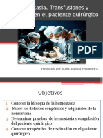 Hemostasia, Transfusiones y Sangrados en El Paciente Quirúrgico