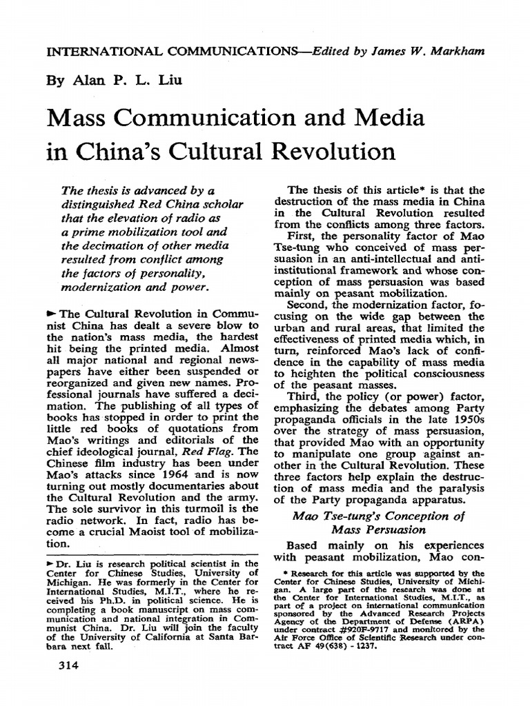 Cultural Revolution and Media | PDF | Mao Zedong | Cultural Revolution