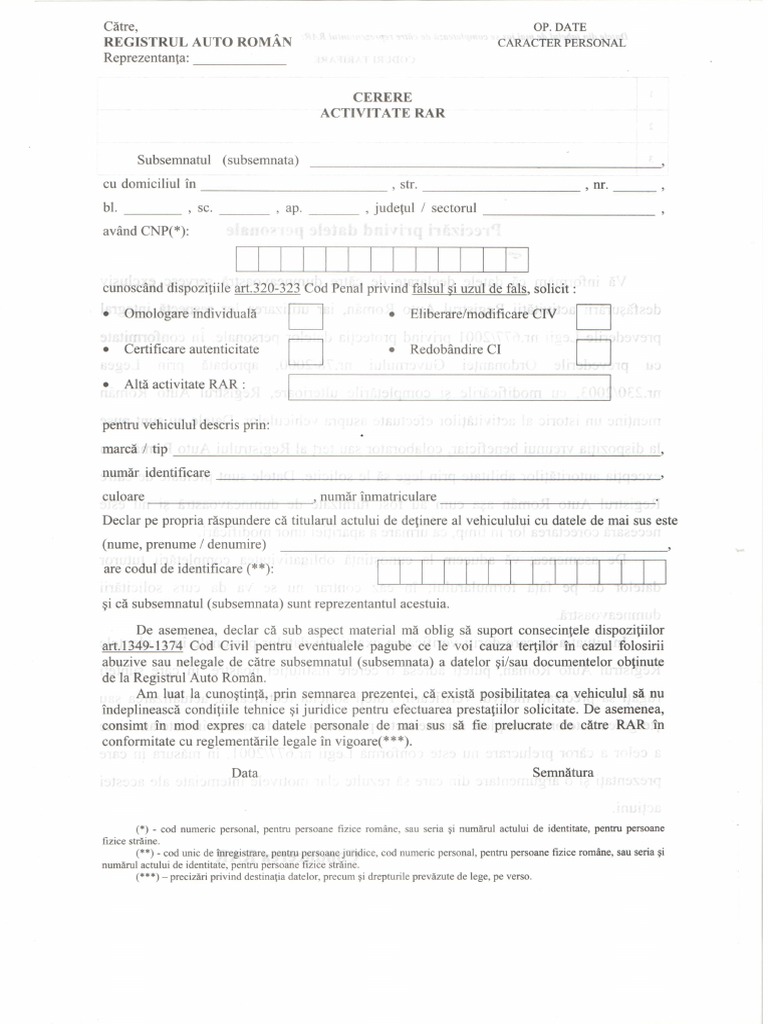 Cerere RAR Față | PDF