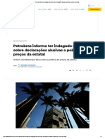 Petrobras informa ter indagado ministério sobre declarações alusivas a política de preços da estatal