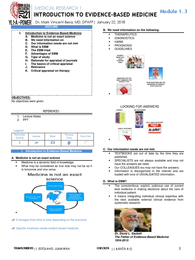 Mod 1.3 INTRO TO EVIDENCE-BASED MED MEDRES1A2021 | PDF | Sensitivity ...