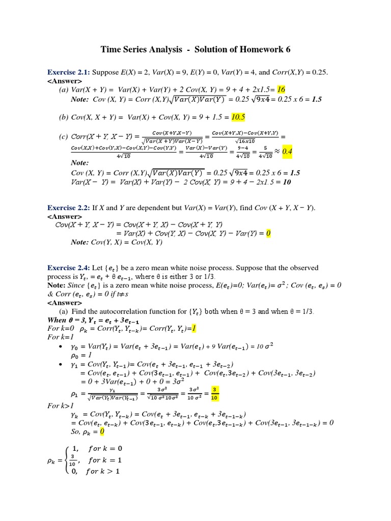 Time Series Analysis: Covariance & Correlation | PDF | Autocorrelation ...