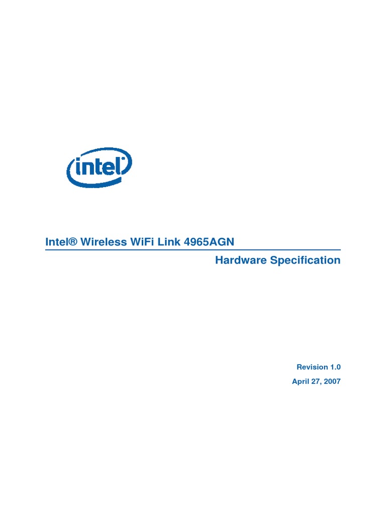 Intel HArdware Specification | PDF | Ieee 802.11 | Bluetooth