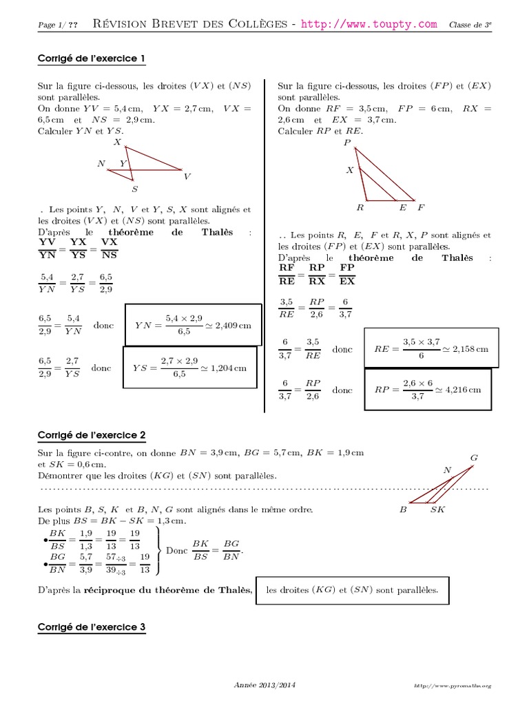 Exercice De Math 3ème Brevet Blanc Avec Corrigé Exercices Geometrie 3eme 1 Corrige | PDF | Enseignement des mathématiques