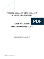 Próbny Egzamin Gimnazjalny Z NOWĄ ERĄ 2015/2016: Transkrypcja Nagrań