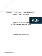 Próbny Egzamin Gimnazjalny Z NOWĄ ERĄ 2016/2017: Transkrypcja Nagrań