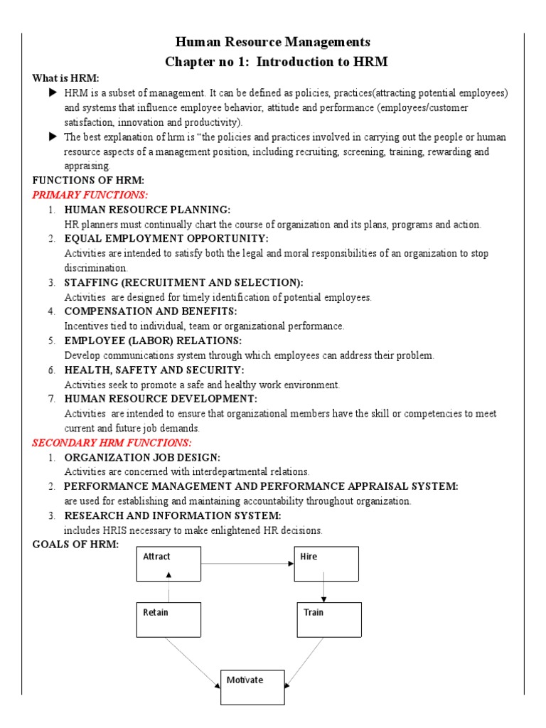 Human Resource Managements Chapter No 1 Introduction To HRM Download