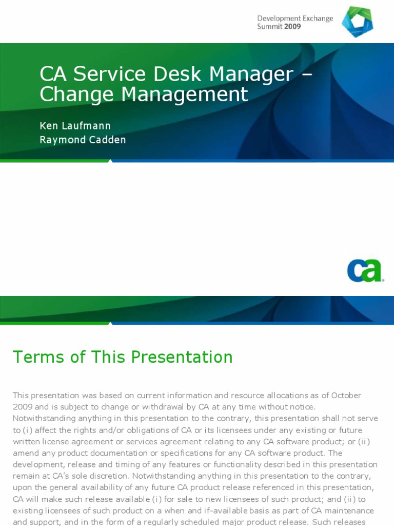 Service Desk Management Change Management With CA Service Desk Manager
