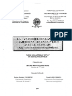 La Dynamique Des Langues Cmerounaises en Contact Avec Le Français