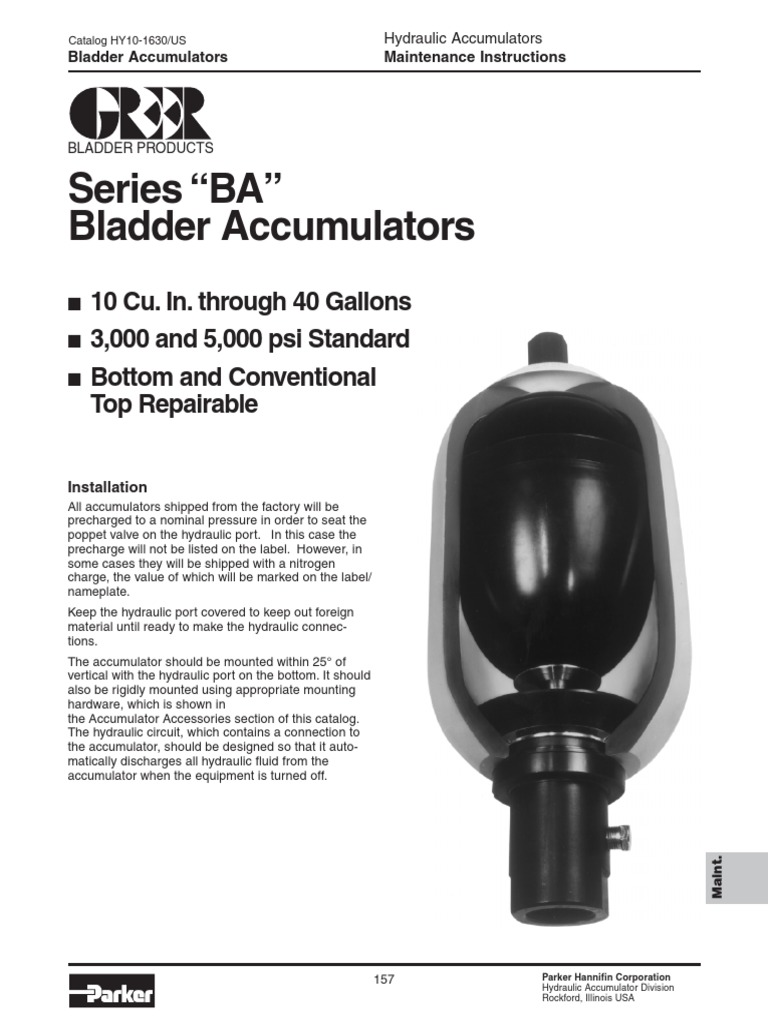 Series "BA" Bladder Accumulators | PDF | Valve | Chemical Engineering