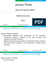 Lecture Three: The Balance of Payment (Bop)