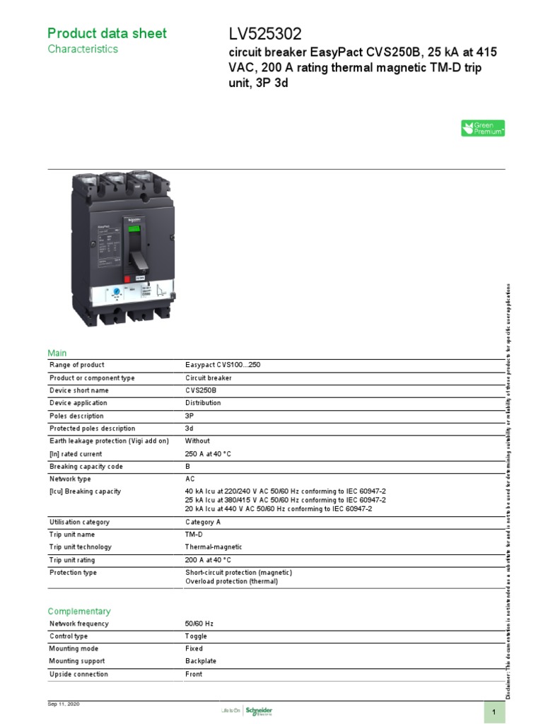 EasyPact CVS - LV525302 | PDF | Alternating Current | Electrical Components
