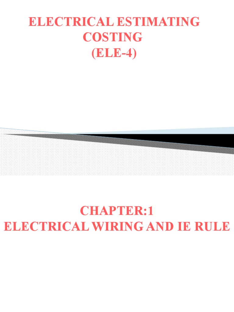 Electrical Estimating Costing (ELE4) PDF Electrical Wiring Civil