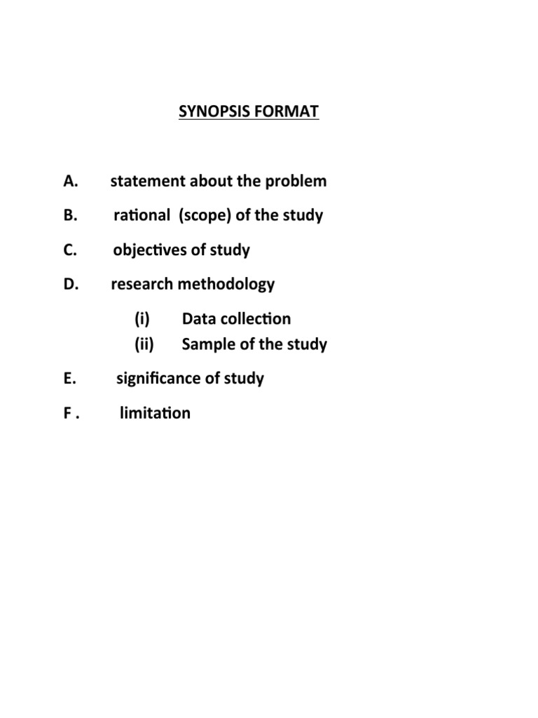 Research Study Synopsis Overview | PDF