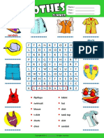 Summer Clothes Esl Vocabulary Word Search Worksheet For Kids