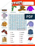 Winter Clothes Esl Vocabulary Word Search Worksheet For Kids