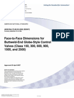 Face-to-Face Dimensions For Buttweld-End Globe-Style Control Valves (Class 150, 300, 600, 900, 1500, and 2500)