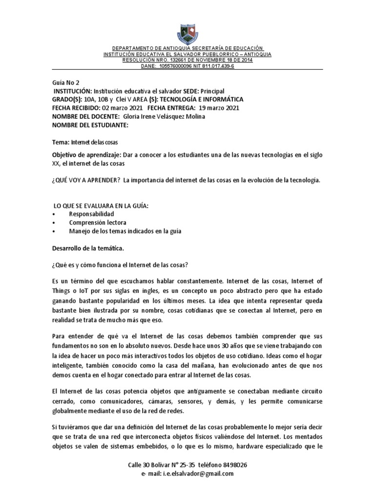 Internet de las Cosas en Educación | PDF | Internet de las Cosas | Internet