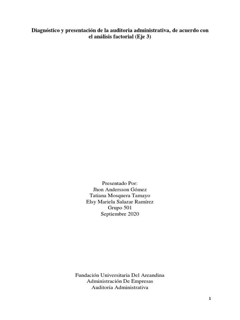 Trabajo Eje 3 Auditoria Administrativa (1) ... | PDF | Auditoría ...