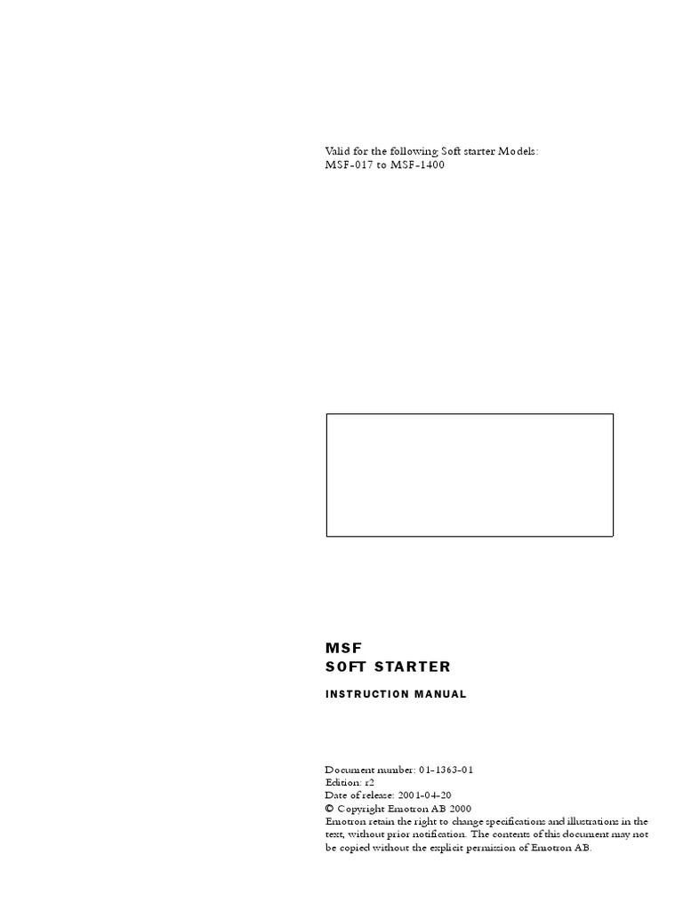 Emotron MSF Instruction Manual 01-1363-01 R2.en | PDF