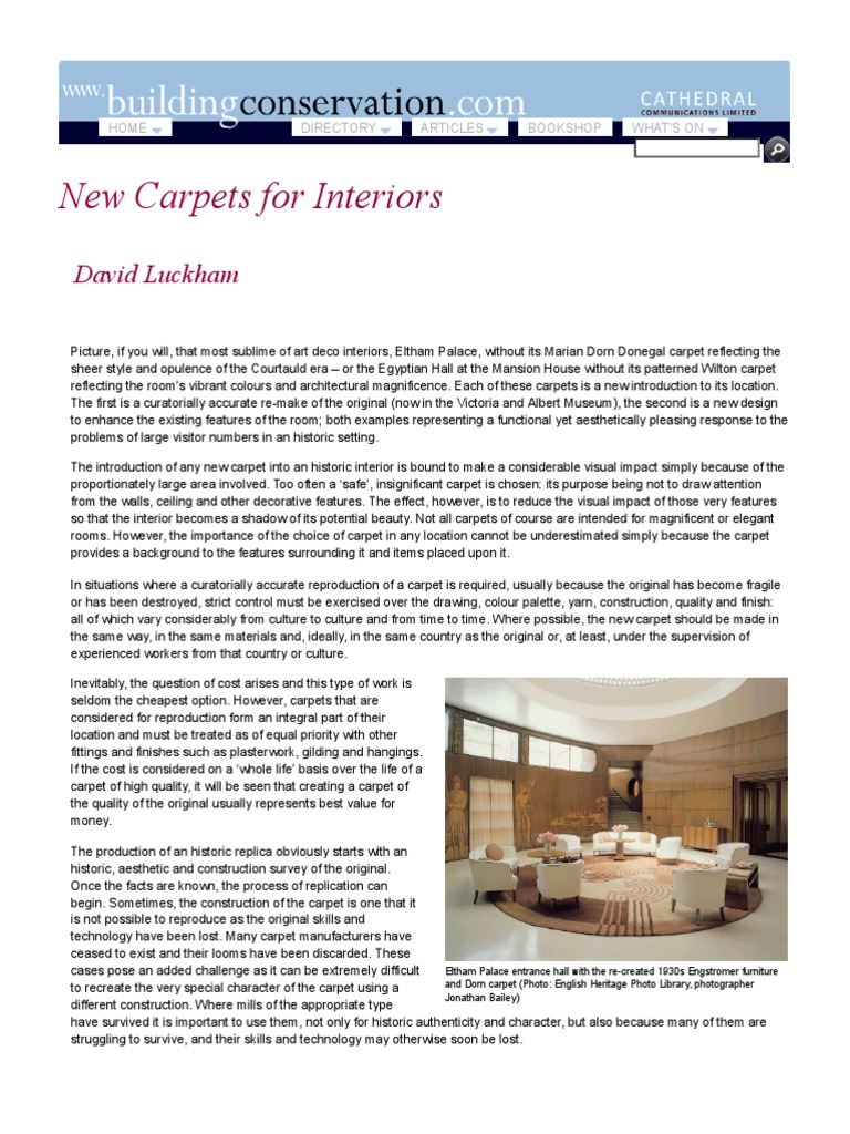 Historic Carpet Design for Interiors | PDF | Carpet | Textiles