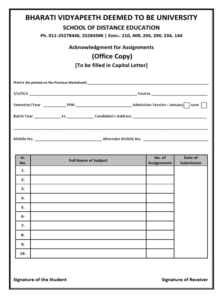 Assignment Acknowledgment Form Template | PDF | Academia | Writing