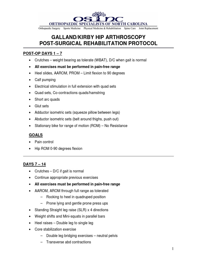 Hip Arthroscopy Rehab Protocol Guide | PDF | Anatomical Terms Of Motion ...