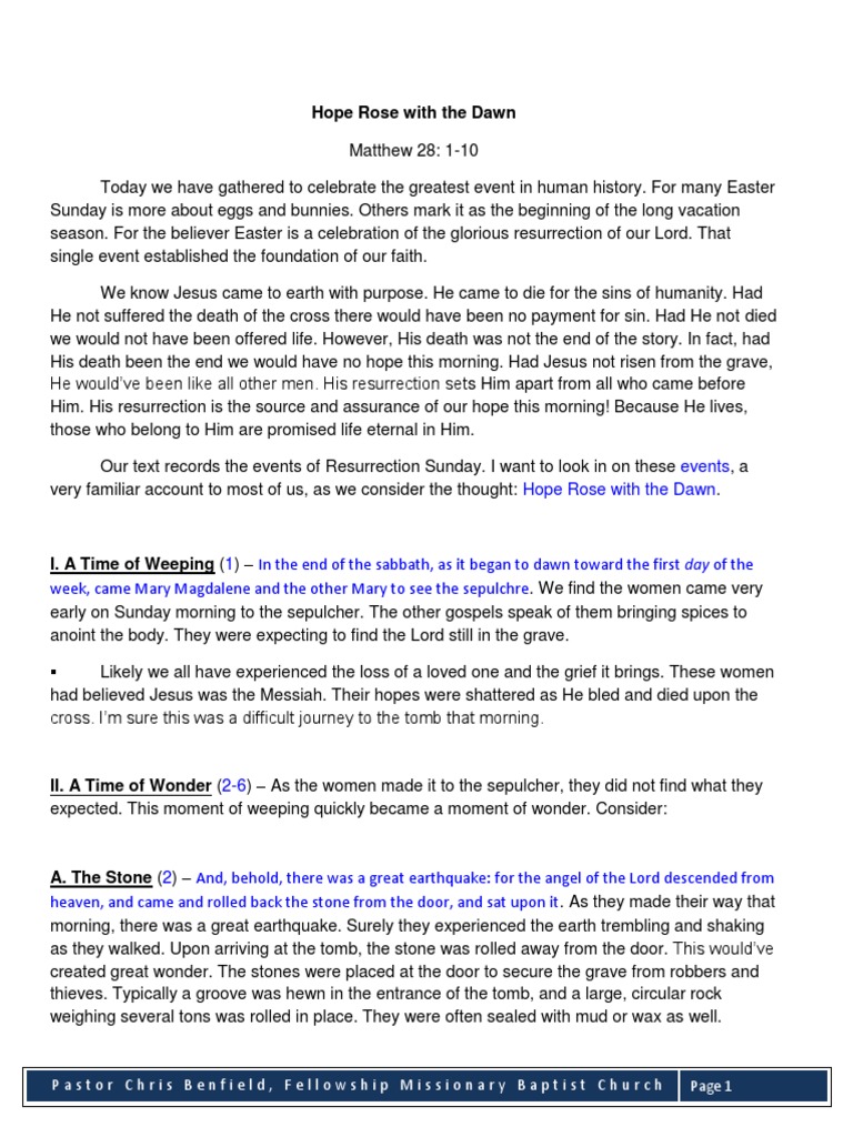 Hope Rose With The Dawn: Pastor Chris Benfield, Fellowship Missionary ...