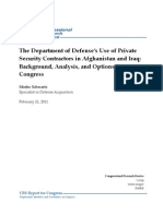 CRS Report - The Department of Defense's Use of Private Security Contractors in Afghanistan and Iraq: Background, Analysis, and Options For Congress, by Moshe Schwartz-Feb. 21, 2011