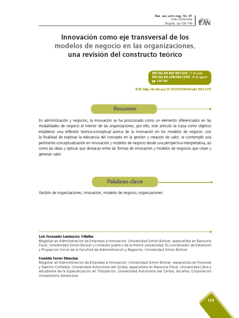 Innovación en Modelos de Negocio | PDF | Modelo de negocio | Innovación