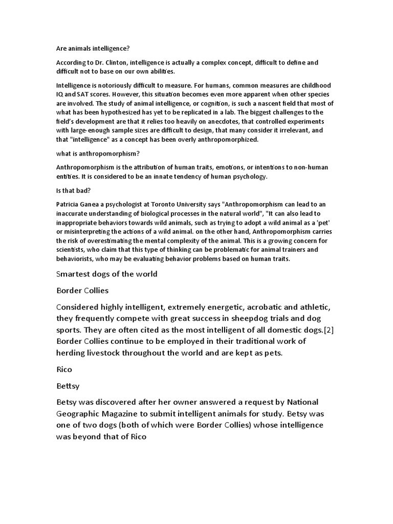 Understanding Animal Intelligence and Cognition | PDF