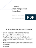 Kuliah Management Pengendalian Persediaan: Dosen: Wuryatmo A.Sidik Kuliah 10, 8 Desember 2017