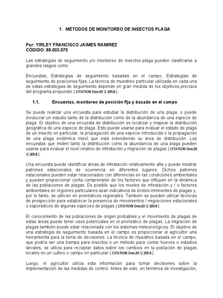 Métodos de Monitoreo de Insectos Plaga | PDF | Control biológico de ...