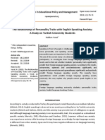 The Relationship of Personality Traits With English Speaking Anxiety: A Study On Turkish University Students