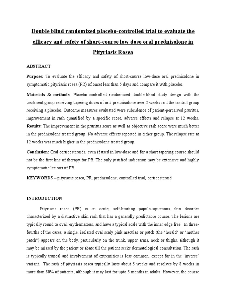 Double Blind Randomized Placebo-Controlled Trial To Evaluate The ...