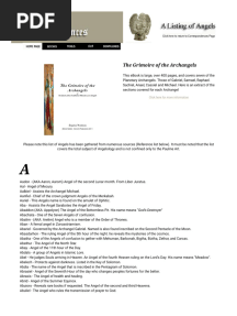 A Comprehensive Listing of Known Archangels, Guardian, Throne Angels