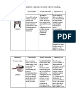 Major and minor kitchen equipment data sheet catalog