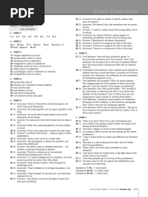 Exam Essentials Practise Tests FCE 1 Answer Key