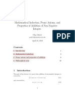 Mathematical Induction, Peano Axioms, and Properties of Addition of Non-Negative Integers