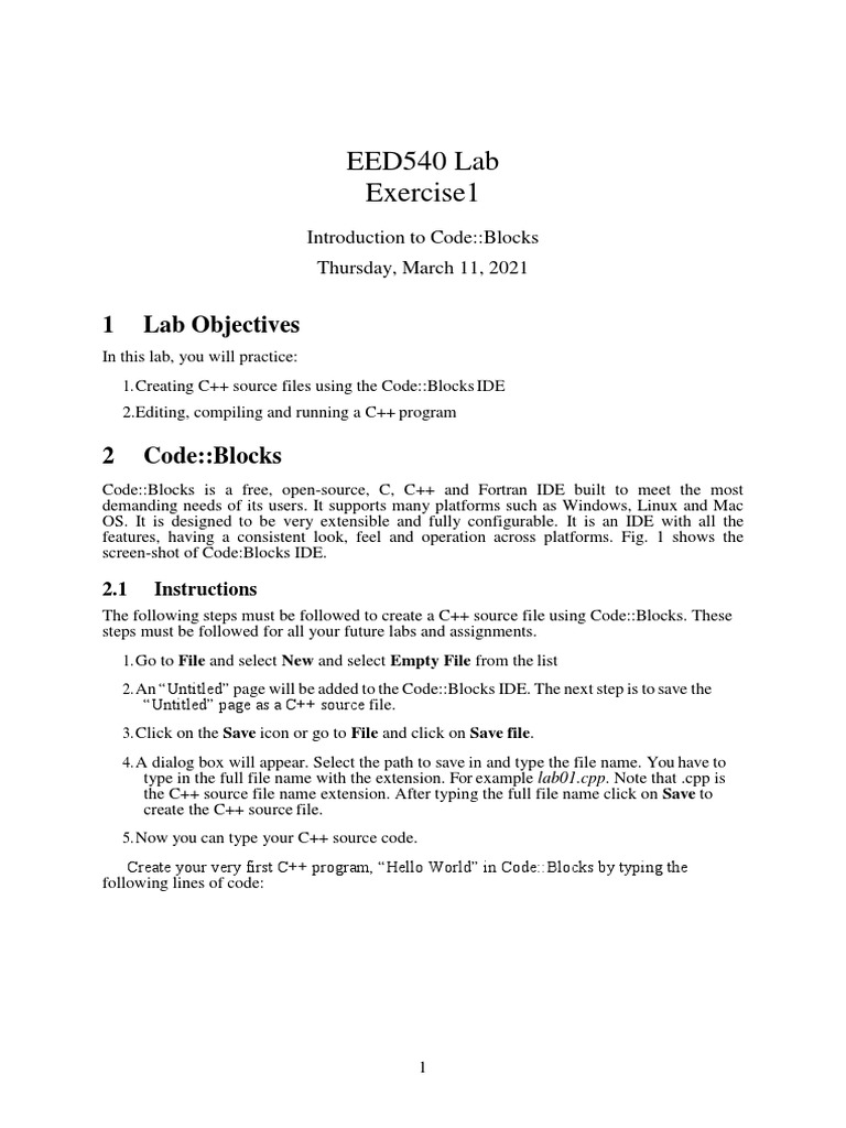 Code::Blocks C++ Lab Guide for Linux | PDF | Source Code | Integrated ...